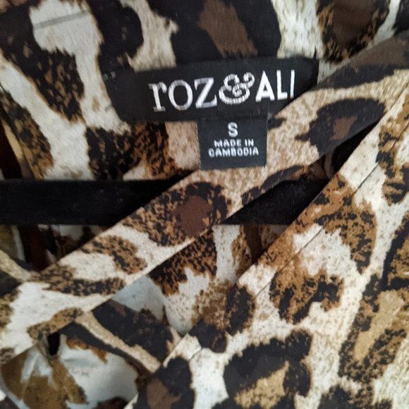 Roz & Ali Leopard Print Lined Flowy Layered Tunic Top Sleeveless Women's Small - Picture 5 of 9